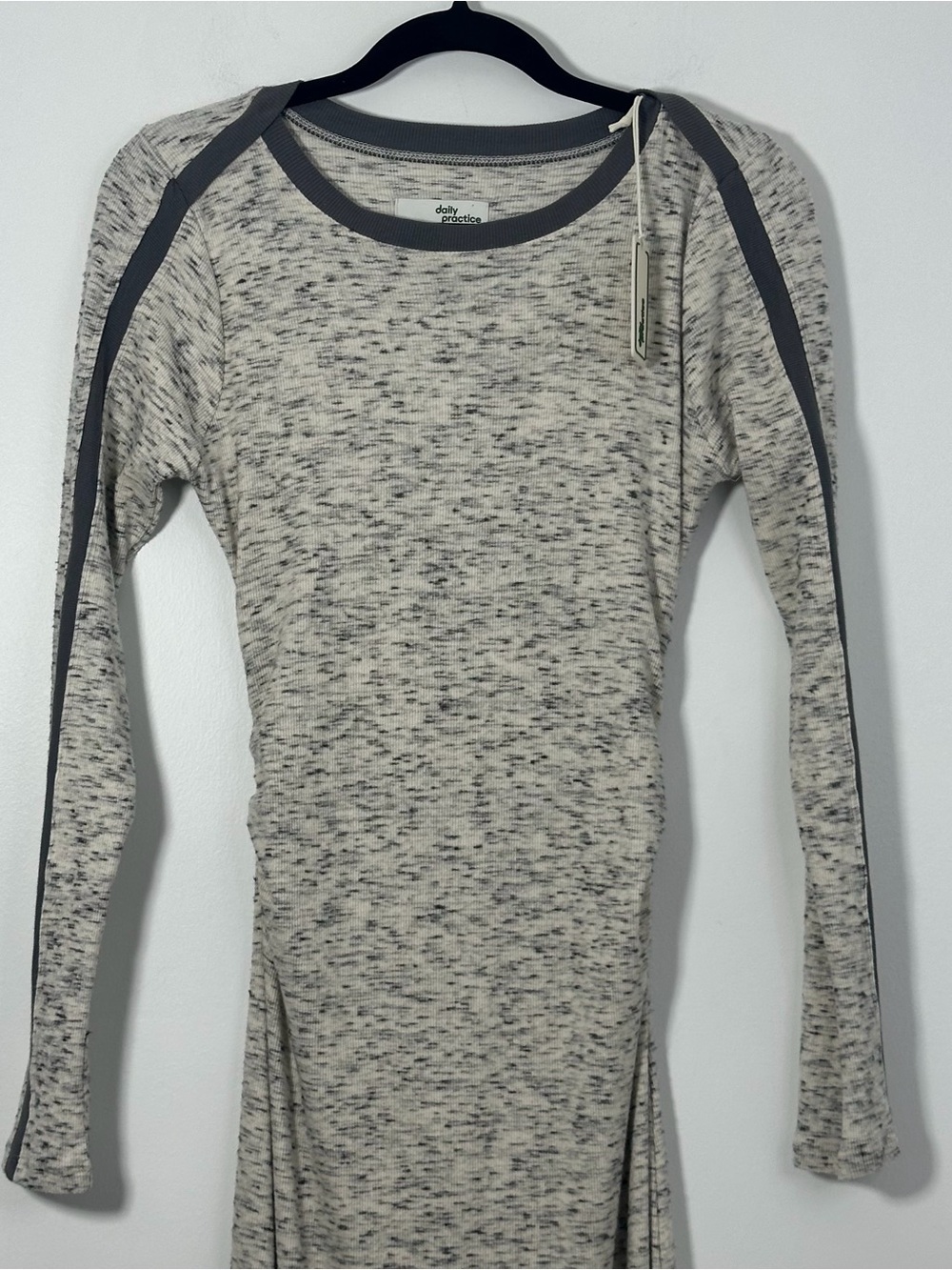 Daily Practice Anthropologie Gray Ribbed Midi Dress Size Small Cutout Back NWT - Picture 3 of 10